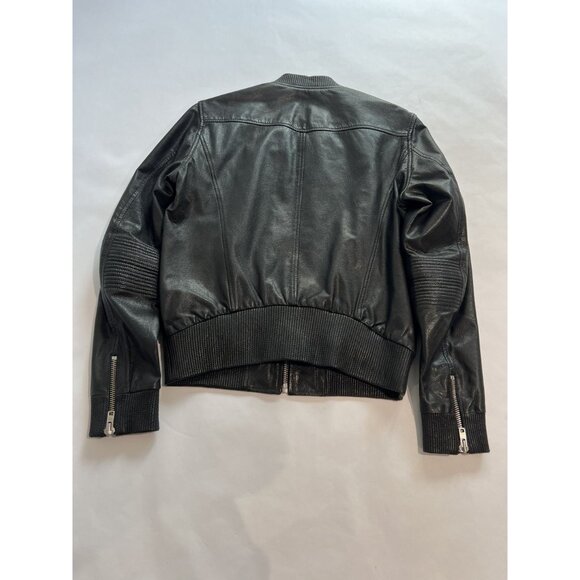 The Kooples Leather Bomber Jacket in Black - Picture 2 of 3